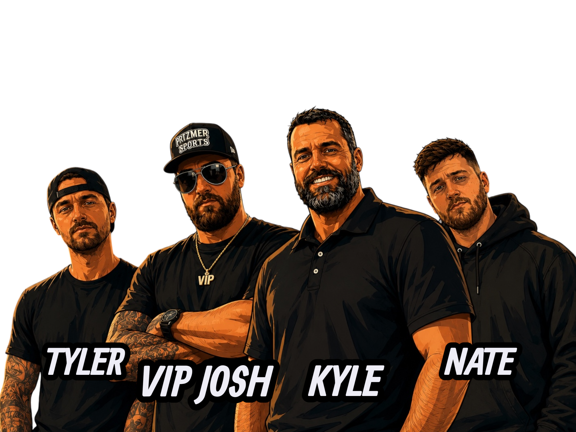 Tyler, VIP Josh, Kyle, and Nate from Prizmer Sports